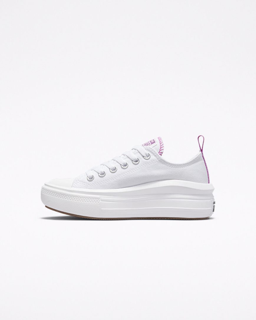 Sapatos Plataforma Converse Chuck Taylor All Star Move Cano Baixo Menina Branco Roxo Branco | PT C051P49